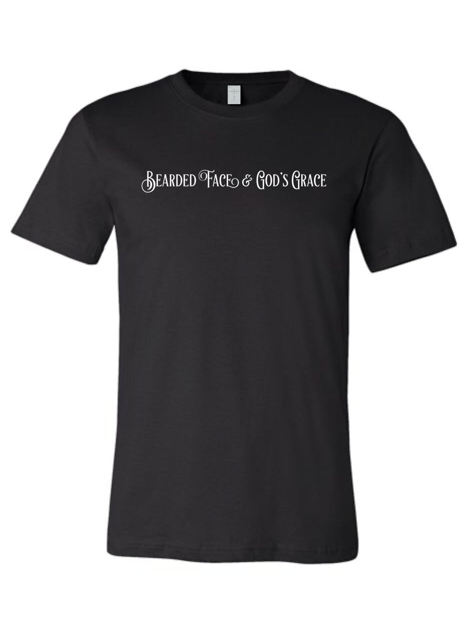 Denique Threads Men's Bearded Face & God's Grace T-Shirt