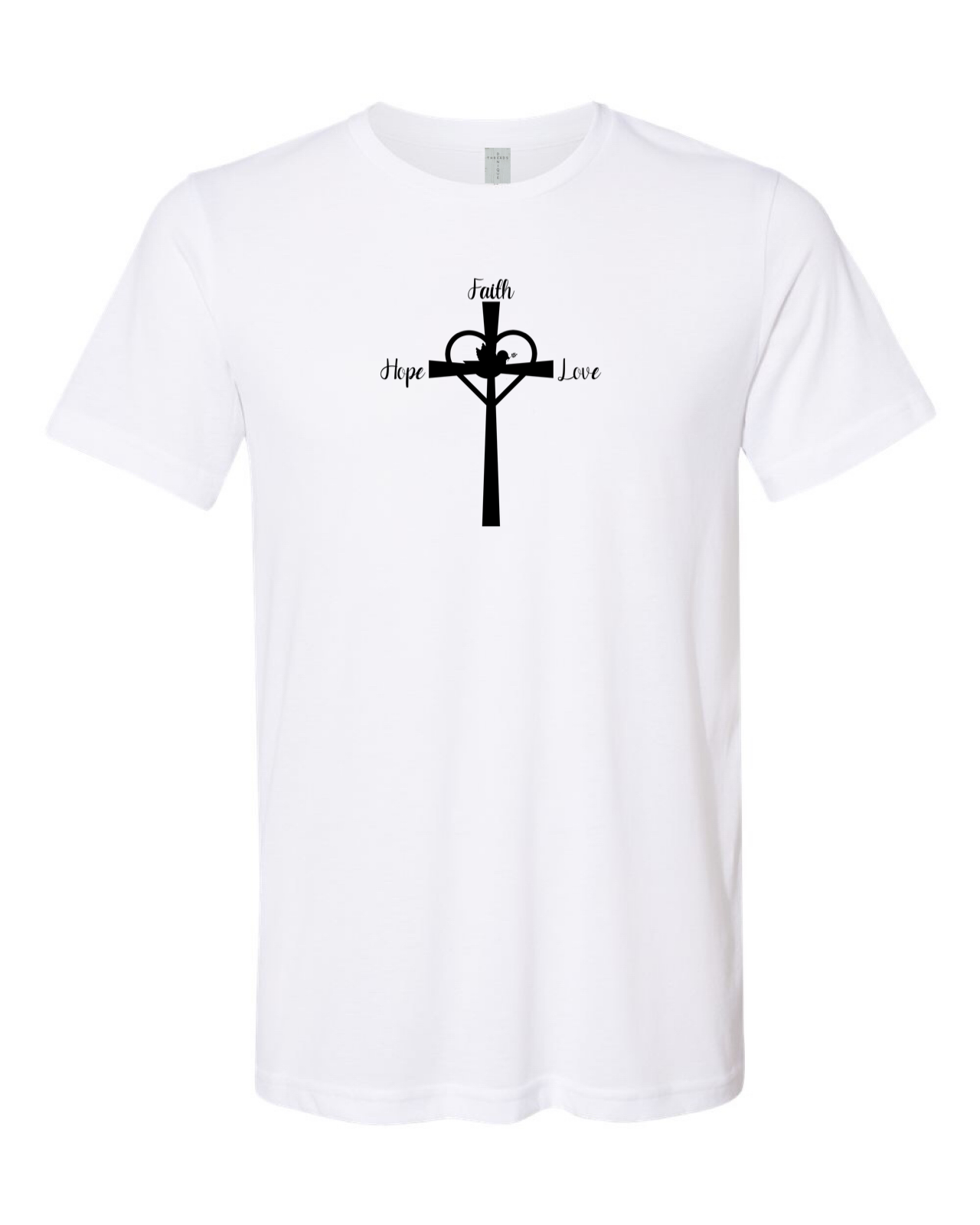 Denique Threads Unisex Faith, Hope, Love T-Shirt